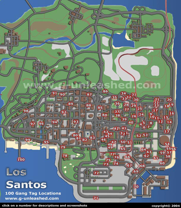 ギャングタグ マップ 地図 グランドセフトオート サンアンドレアス 攻略ガイド Gta Sa 完全攻略